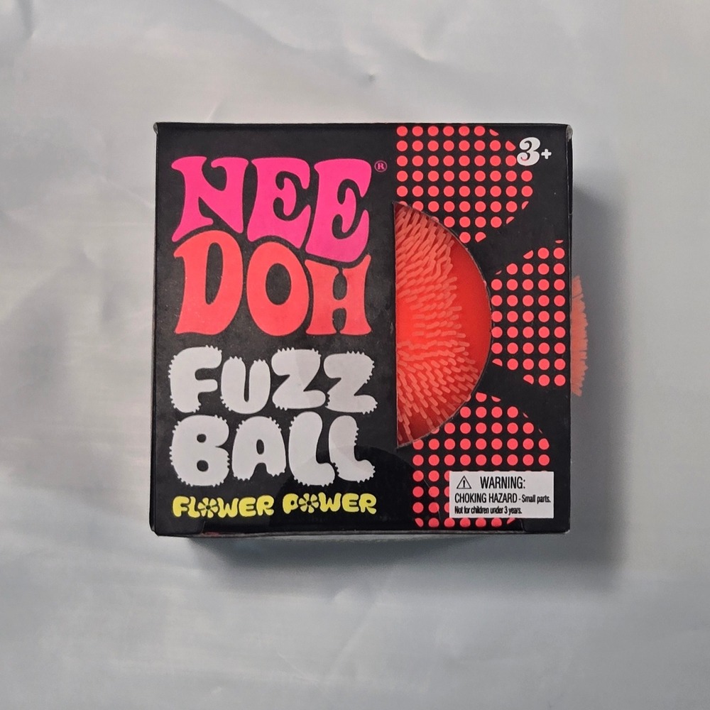 Viral NeeDoh Fuzz Ball Flower Power Orange Velvet Squeeze Fidget Toy NEW - Picture 2 of 6